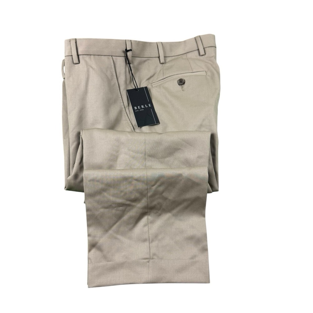 Berle Green Worsted Wool Flat Front Men's Trouser Size 36x27 NWT‎